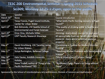 TESC 200 Environmental Sciences Semiar Series Flier Spring 2015