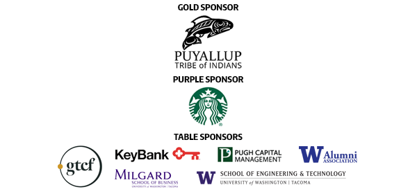 Sponsored by Puyallup Tribe of Indians, Starbucks, KeyBank, Pugh Capital Management, Greater Tacoma Community Foundation, Milgard School of Business, UWT Academic Affairs, UWT School of Engineering & Technology, UW Alumni Association