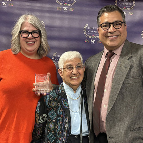 Jose Rios with his partner and mother