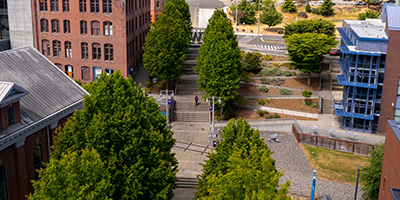 Aerial photo of UW tacoma campus