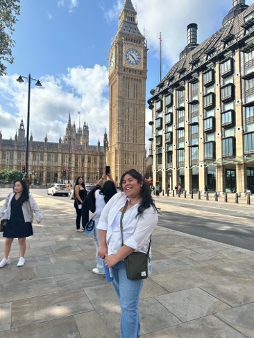 girl posing in front of Big Ben