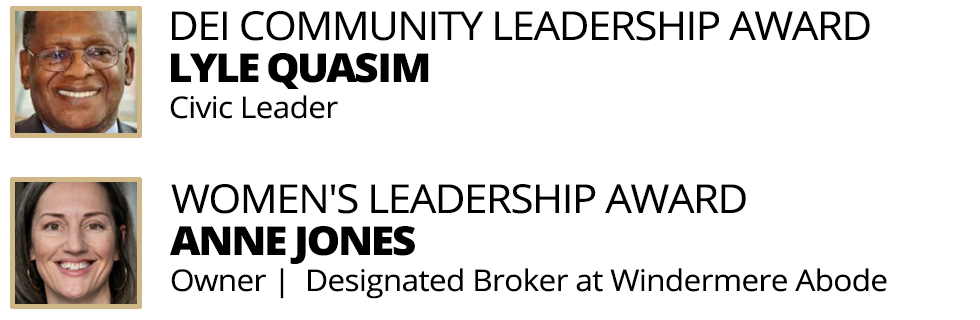 Photo of DEI Community Leadership Award - Lyle Quasim and Women's Leadership Award - Anne Jones