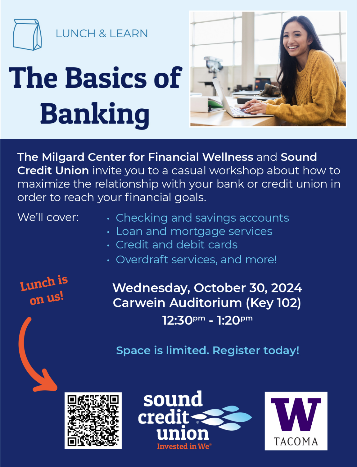 SCU The Basics of Banking 10.30.24 from 12:30-1:20 pm in Key 102