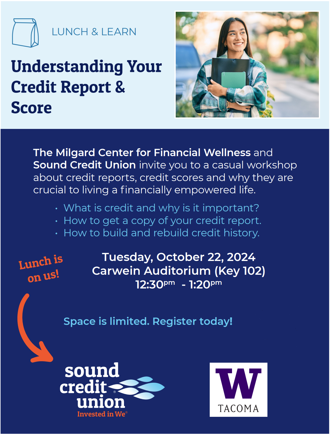 SCU Understanding Your Credit Report & Score 10.22.24 from 12:30-1:20 pm in Key 102