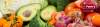 Photo of fresh fruit and vegetables with The Pantry logo in white on top